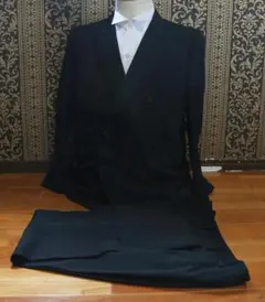 も4ウールＢ4サイズ高級メンズブラックフォーマル冠婚葬祭用ダブル礼服上下セット