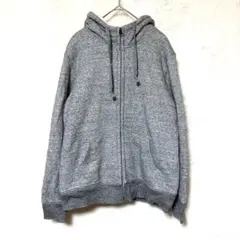 【ユニクロ】グレー フルジップ フード パーカー 裏 フリース