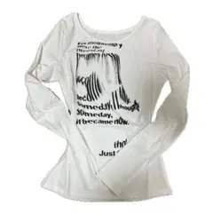 ホワイト 長袖 Tシャツ グラフィックプリント 平成ギャル