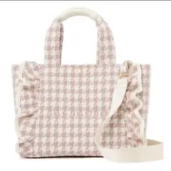 ジルバイジルスチュアート チドリツイードフリルトートバッグ　ピンク