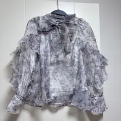 GRL 花柄フリルボウタイオーガンジー ブラウス [al121]