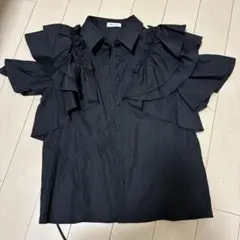 【値下げ】FRAY I.D フリルノースリーブシャツ ブラック