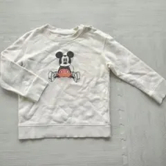ユニクロベビー　ミッキーマウス プリント トレーナー 100cm　オフホワイト