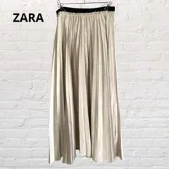 8673ZARA ザラ ロングプリーツスカート ウエストゴム S 小さいサイズ