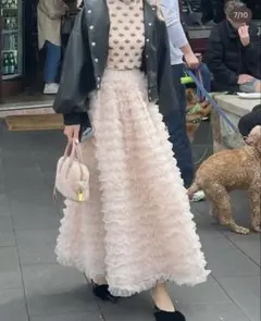 Ballerina volume tulle long skirt ピンクのサムネイル