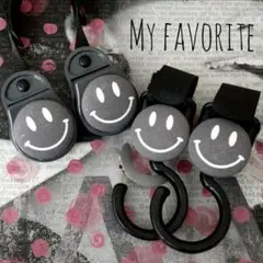 ベビーカーフック&ブランケットクリップセット　モノトーン　にこちゃん