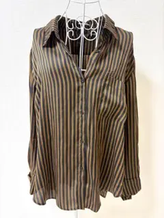 ZARA WOMAN ザラ 長袖 シャツ ブラウス ストライプ ロング