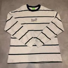 HUF 長袖ストライプTシャツ　グレー/グリーン