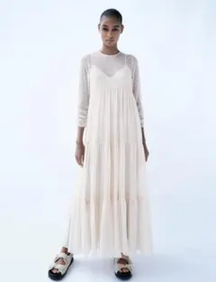 zara ザラ　ドット柄ティアードワンピース