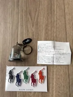 【非売品】ラルフローレン　キーホルダー　ノベルティ　スノードーム　刺繍シール