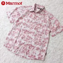 マーモット　メンズ　アロハシャツ　ハイビスカス柄　ピンク　サイズSのサムネイル