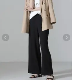 nano universe ブラック プリーツカットパンツ