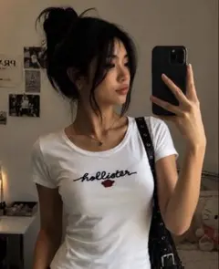 Hollister 半袖 Tシャツ ホワイト 刺繍