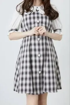Ank Rouge ハートボタンチェックワンピース