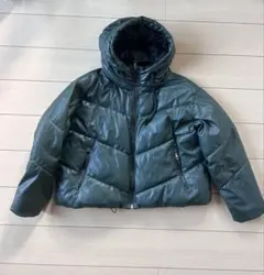 ZARA ダークグリーン フード付きダウンジャケット