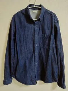 GU ダークブルーデニム長袖シャツ メンズＬ