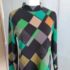 PREZZO 幾何学模様 ハイネック長袖トップス