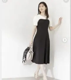 PROPORTION BODY DRESSINDレトロカラードッキングワンピース