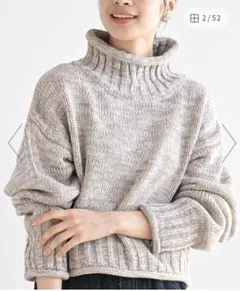 r.p.s　MIX ニット タートル ショート丈 プルオーバー