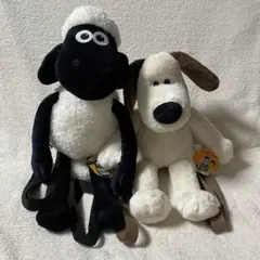 ウォレスとグルミット　グルミット　ショーン　ぬいぐるみリュック　タグ付き