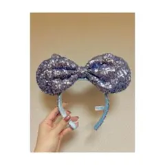 ディズニーカチューシャ　ブルー　スパンコール