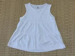 キッズ　UNIQLO ノースリーブ シャツ　ホワイト　110のサムネイル