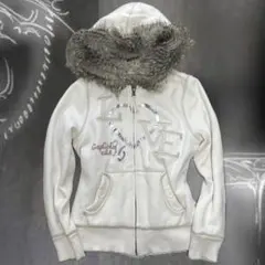 gap kids ファーつき 裏起毛 パーカー フルジップ y2k 平成