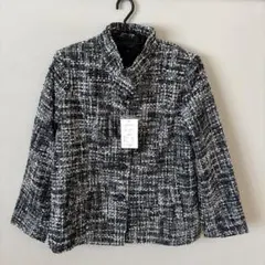 新品　natural basic ネイビーミックス　ツイード　ジャケット　LL