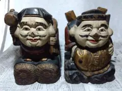 木製彫刻 笑顔の神様 2体セット【大】大黒様・恵比寿様　縁起物 木製彫刻 笑顔の神様 2体セット【大】大黒様・恵比寿様 縁起物 - メルカリ