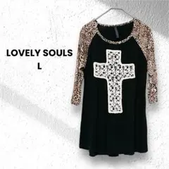 LOVELY SOULS レオパード柄 クロスTシャツ