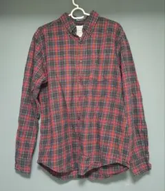 赤 チェックシャツ 古着