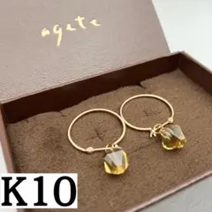 agete K10 現行品 花びら 透かし フープピアス チャーム対応 - メルカリ