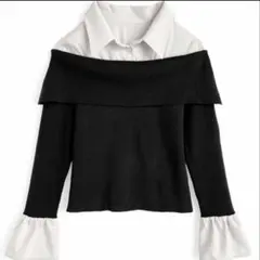 GRL シャツドッキングオフショルダーニットトップス ru1257