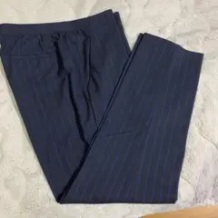 ネイビー ストライプ スラックス XL