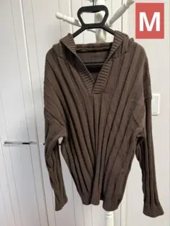 ROMWE M ブラウン フード付きカットソー　　シーイン　長袖