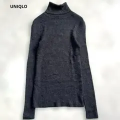 UNIQLO レディース ダークグレー タートルネックリブニット