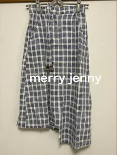 merry jenny スカート ロング アシメ チェック 青 ブルーのサムネイル