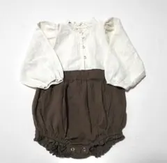 【新品未使用】Bebe Holic ホワイト・ブラウンロンパース L