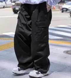 カーゴパンツ ブラック ウエストゴムのサムネイル