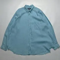 ラルフローレン 長袖リネンシャツ 2XL アイスブルー ポニー刺繍 ☆8407のサムネイル