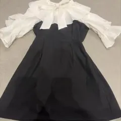 リボン付きフリル襟ミニワンピース　S