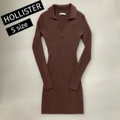 HOLLISTER ニットワンピース S ブラウン 襟ありのサムネイル