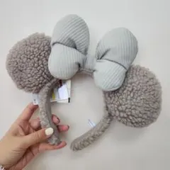 新品 ディズニー カチューシャ ミニー ボア 冬 グレー