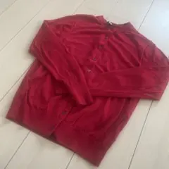 UNIQLO クルーネックカーディガン レッド サイズM