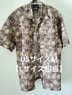 DOCKERS ドッカーズ アロハシャツ 総柄 ハイビスカス レーヨン混 M茶のサムネイル
