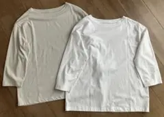無印良品 天竺編みボートネック七分袖Ｔシャツ 婦人Ｌ・ライトグレー / ホワイト