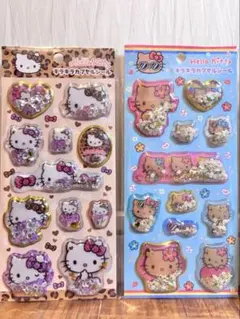 シール8枚セット☆日焼けキティ等 キラキラカプセルシール、ラインストーンシール