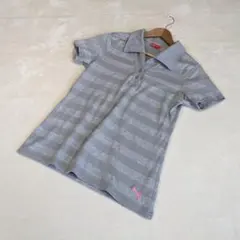 プーマ ゴルフウェア L ポロシャツ グレー 裾ロゴ刺繍 PUMA GOLF