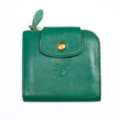 希少 未使用保管品 IL BISONTE グリーン 二つ折り財布