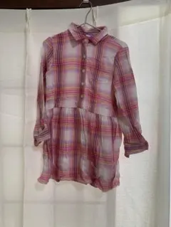 キッズ　長袖　ワンピース　110 ピンク　チェック　GAP